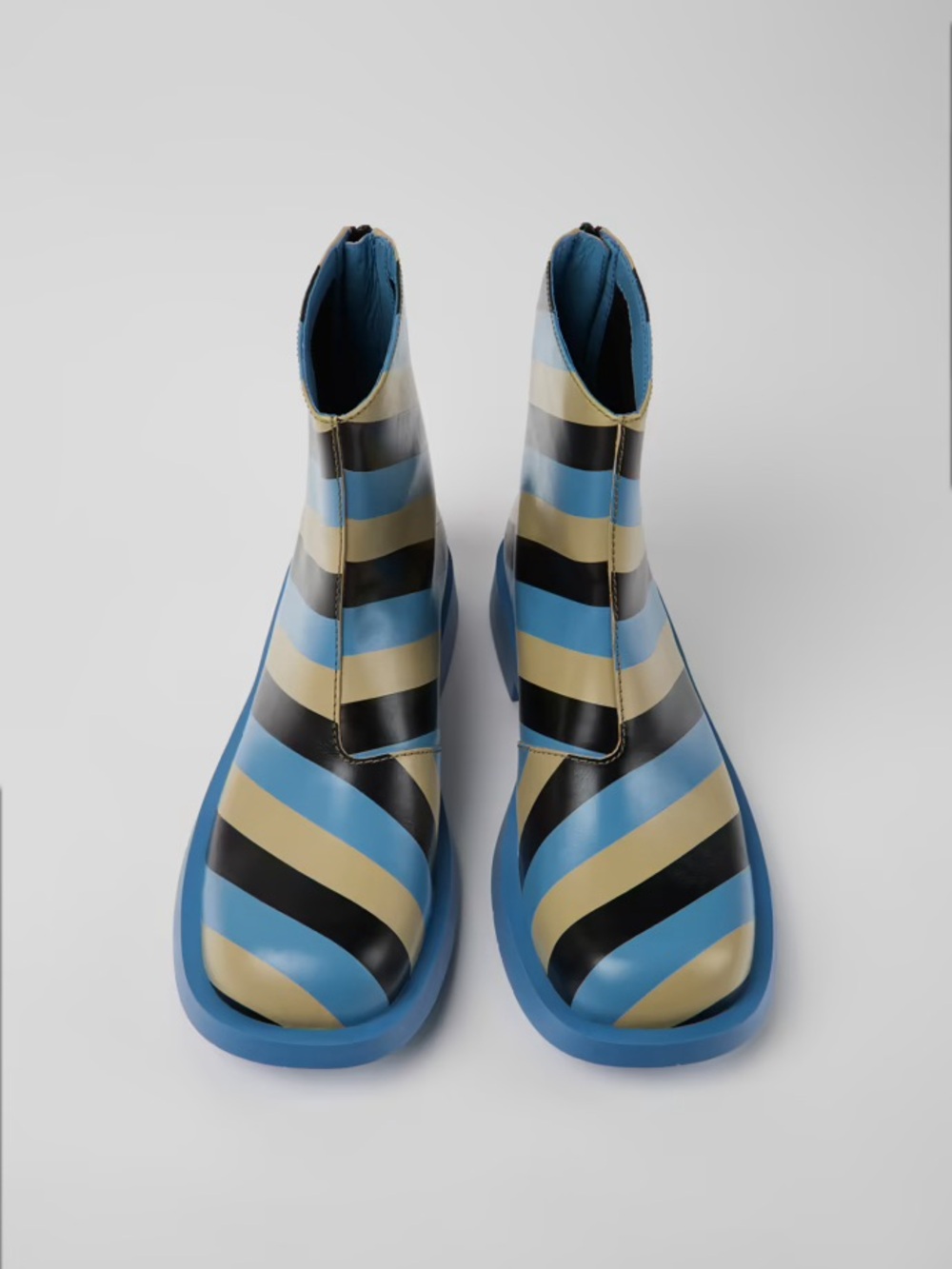 Camper MIL 1978 Zip Ankle Boots Blue Tan Black Stripe Leather Men’s 43/ US 9.5